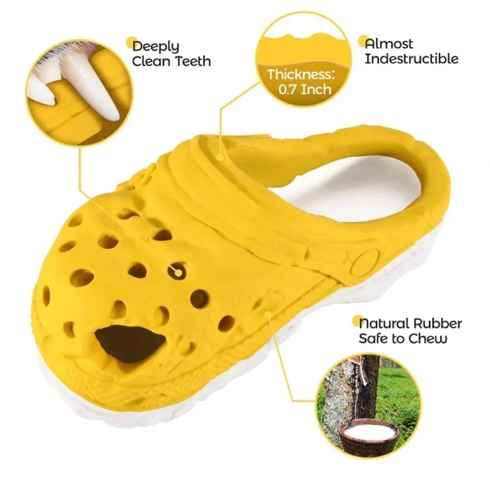 Red Natural Rubber Dog Chew Toy Slipper | Treat‎ Dispenser | 5x2 in